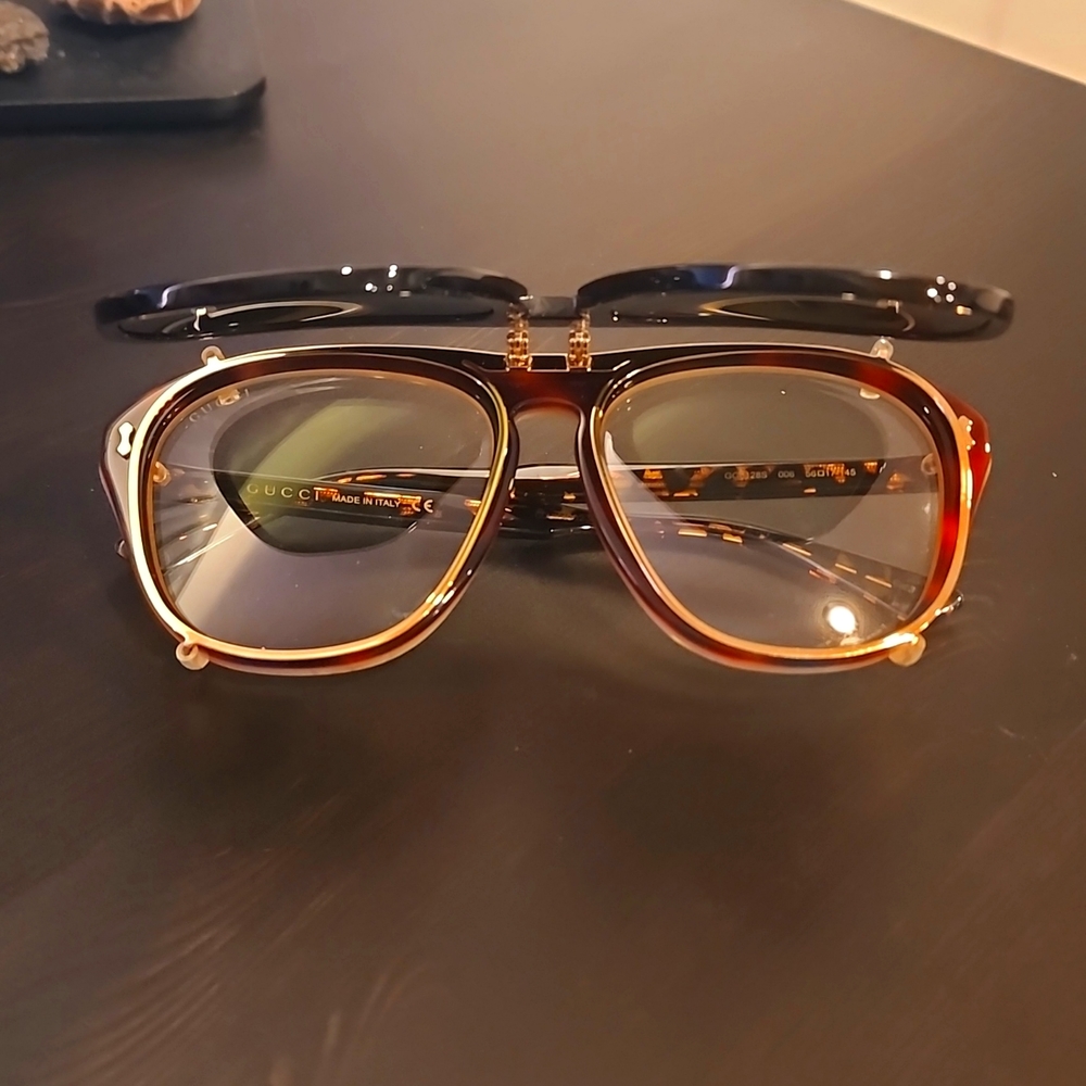 GUCCI Havana/Ivory Pilot Flip Up Men's SunglassesGG0087S 002 56